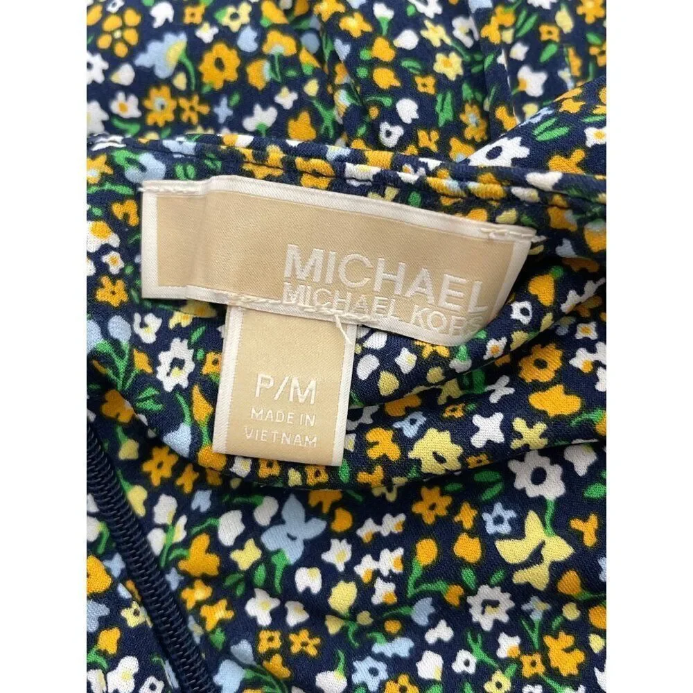 Michael Kors Quinn Women Floral Crisscross Neckline Sleeveless Mini Dress Size M